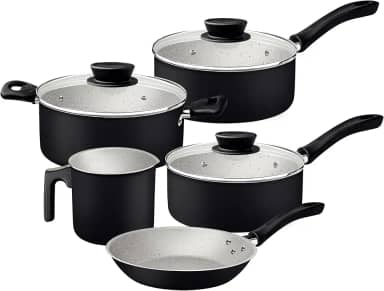 Jogo de Panelas Tramontina Linz em Aluminio com Revestimento Interno e Externo em Antiaderente Starflon Max Preto 05 Peças