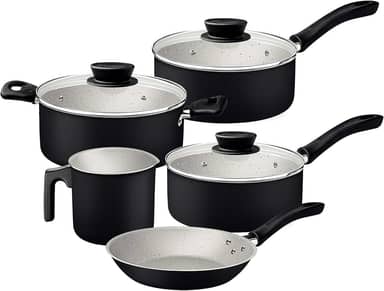 Jogo de Panelas Tramontina Linz em Aluminio com Revestimento Interno e Externo em Antiaderente Starflon Max Preto 05 Peças