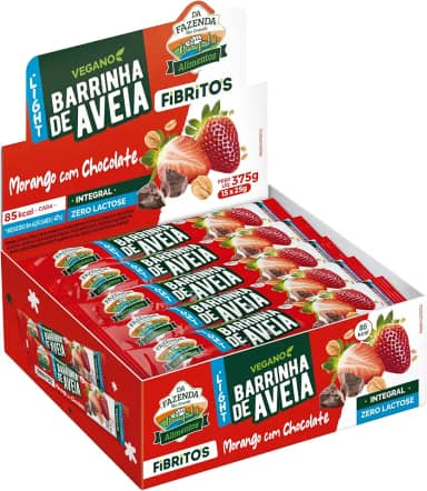 Biosoft Barrinha De Aveia - Light Morango com Chocolate 25g. Display com 15 unidades
