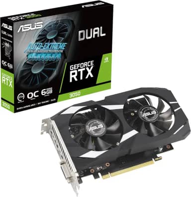 ASUS Placa gráfica dupla NVIDIA GeForce RTX 3050 6GB OC Edition Gaming - PCIe 4.0, 6GB de memória GDDR6, HDMI 2.1, DisplayPort 1.4a, design de 2 compartimentos, design de ventilador Axial-Tech,
