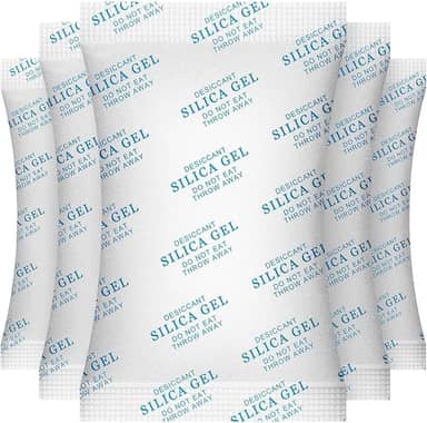 Sílica Gel Dessecante Desumidificador, 20 Sachês de 100g, Branco, para Controle de Umidade em Ambientes Fechados, Guarda-roupas e Gavetas, Sistema Passivo, Anti-Mofo