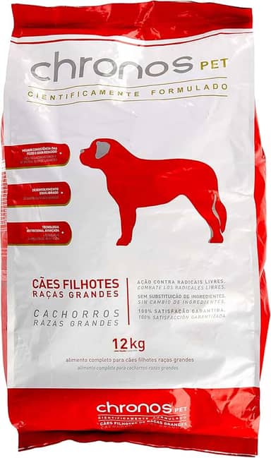 Chronos Ração Pet Cães Super Premium Filhotes Raças Grandes 12Kg Para Todas Grande Filhotes Sabor Frango