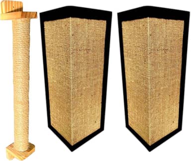 Kit 1 Arranhador Poste Parede + 2 Sisal De Canto Sofá P Gato