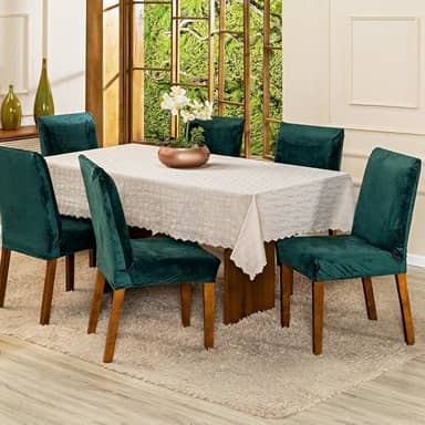 Kit com 4 Capas de Cadeira Jantar Lisa em Veludo Splendore Ajustável com Elástico - Tecido Suede Protetor Para Cozinha Toque Macio Aveludado (Verde)