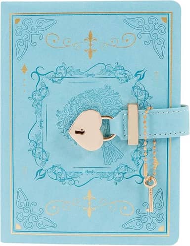 Diário com cadeado, diário vintage para mulheres e meninas, 288 páginas com bordas douradas, capa dura em forma de coração, diário de senha para mulheres e meninas adolescentes com caixa de