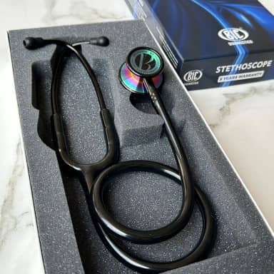 Estetoscópio Bic Eternity III Preto Arco-Íris ES1504 - Excelente Ausculta - Garantia de 5 anos