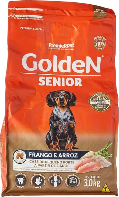 Premier Pet Ração Golden Fórmula Mini Bits Senior Para Cães Adultos De Pequeno Porte Sabor Frango E Arroz 3Kg Para Todas Pequeno Idosos