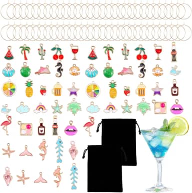 60 peças pingente de taça de vinho anel de metal champanhe marcadores de bebida etiqueta identificador pingentes taça de vinho Natal estilo engraçado para degustação decorações de festa casamento chá