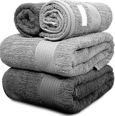 Jogo De Banho Gigante Buddemeyer - Toalha Banhão Fio Penteado Canelado - 100% Algodão - Kit 4 Peças (Cinza 3182/3177)