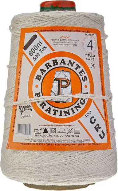 Barbantes Piratininga 36509, Barbante Cru 400G 4 Fios Rolo, Multicolor, 600m, 590tex Multicolor