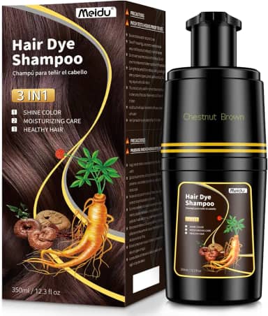 IIIMEIDU Shampoo De Tintura De Cabelo Para Cabelos Grisalhos, marrom castanho Hair Dye Shampoo 3 em 1 para mulheres e homens, xampu colorido semipermanente para cobertura de cabelos grisalhos, tintura instantânea natural para cabelos com ingredientes à base de ervas, 350 ml