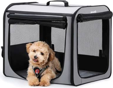 Transportador de carro para cães estável e leve, para carro, caixa portátil para carro com janelas respiráveis, transportador dobrável para animais de estimação para uso interno e externo, caixa de