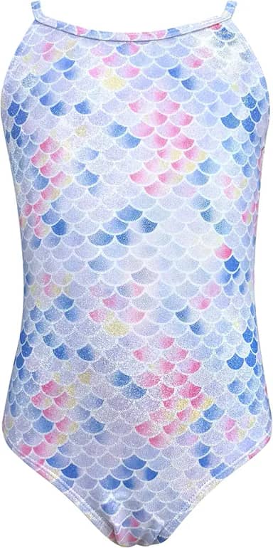Maiô infantil com estampa de sereia para meninas, 2 a 7 anos