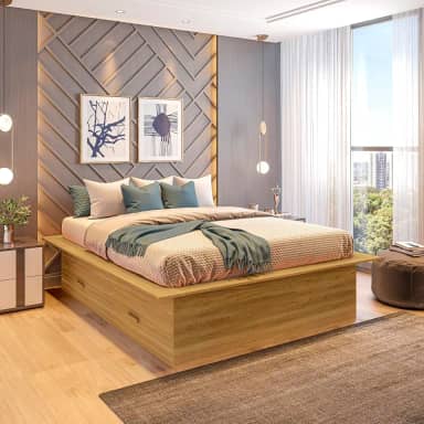 Cama Casal Adulto com 4 Gavetas Gades Yescasa Freijó