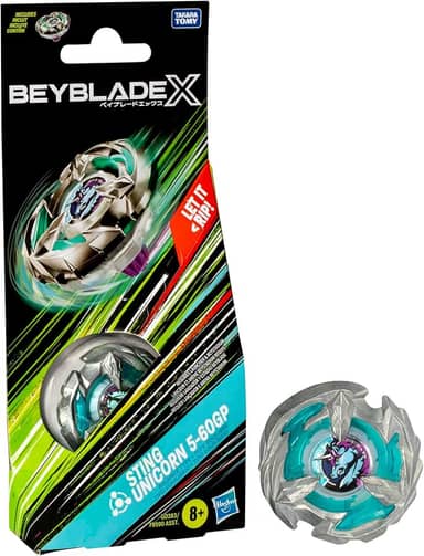 Beyblade X, Pião, Sting Unicorn 5-60GP - Conjunto de Brinquedo Tipo Equilíbrio, Giro à Direita, Booster Pack - A partir de 8 Anos