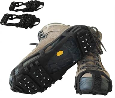 Crampons Chuteiras de tração de gelo – Microspikes aderem rapidamente e facilmente sobre calçados para caminhada na neve e no gelo, caminhada, escalada, pesca no gelo – Portátil – Tamanhos – M/G/GG