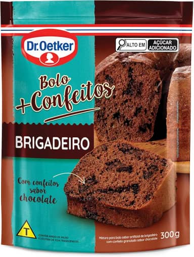 LUBEX Dr. Oetker Bolo + Confeitos Sabor Brigadeiro Fácil Preparo Mistura Pronta Para Massa Sobremesa Fofinha E Saborosa 300G