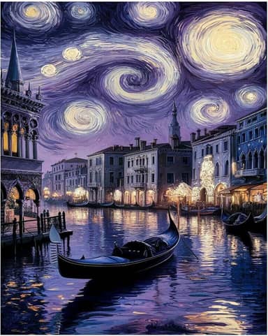 PHANTASYART Kit de pintura de cenário urbano por números para adultos, pintura em tela de Veneza por números para adultos, pintura a óleo DIY por números, perfeita para presentes e decoração de parede