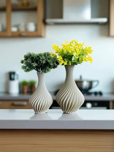 Kit 2 Vasos Espiral Decorativo – Design Sofisticado, Decoraçao Elegante (CINZA)