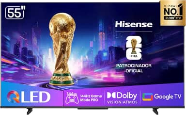 Hisense Smart TV UHD 4K QLED 55" Polegadas 55Q7QG Google TV Modo Jogo Pro 144 Hz, AMD FreeSync Premium, Dolby Vision Atmos e Compatível com Alex