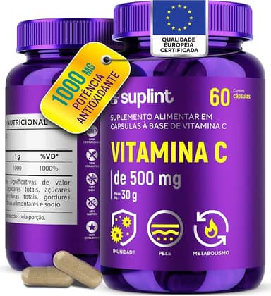 Vitamina C 1000 MG | Suporte para Imunidade, Pele e Cabelo | Antioxidante Natural | Para Homens e Mulheres | Não Transgênico, Sem Glúten | Desenvolvido na Holanda | 60 Cápsulas