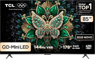 Smart TV TCL 85 Polegadas QLED Mini LED Matte 4K C6K WiFi Bluetooth Google TV 144Hz VRR HDR10+ 85C6K