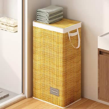 Cesto de Roupa Suja com Tampa, 100 L, Saco Removível com Alça, Cesto de Roupa Dobrável Grande para Uma Muda de Roupa, Toalhas de Brinquedo, para Quarto, Lavanderia, Banheiro, Estampa de Vime