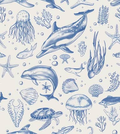 Papel de parede de baleia descasque e cole, papel de contato do oceano do mar azul, papel de parede do mundo subaquático autoadesivo removível à prova d'água para quarto das crianças prateleiras de