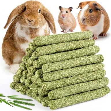 Sofier 40 peças de palitos de feno Timothy para coelho, porquinho-da-índia, hamster - petiscos naturais e mastigáveis para dentes - chinchila, rato, gerbil