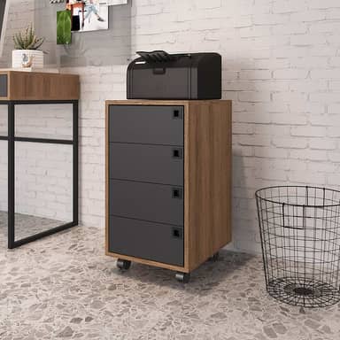 GAVETEIRO AVULSO 4 GAVETAS OF001 GRAFITE E MEL