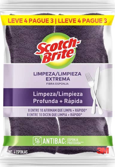 Scotch-Brite, 3M, Esponja de Louças, Limpeza Extrema - Leve 4 Pague 3