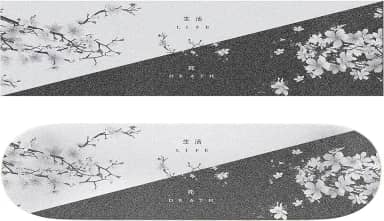 aportt Fita Adesiva Japonesa Flor Longboard Griptape Esportes Ao Ar Livre Preto Branco Skate Fita Adesiva, 33 X 9" Antiderrapante Lixa Fita, Fita de Segurança para Skate Longboard Roller Board Degraus