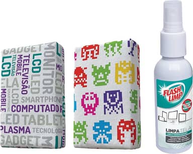 Flash Limp KIT0528 - Kit com 2 Esponjas Microfibra e 1 Limpa Telas Spray 120ml