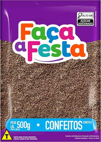 Faça a Festa – Confeito Granulado Escuro 500g | Crocante e Sabor Chocolate | Ideal para Decoração e Cobertura de Doces, Bolos e Sobremesas