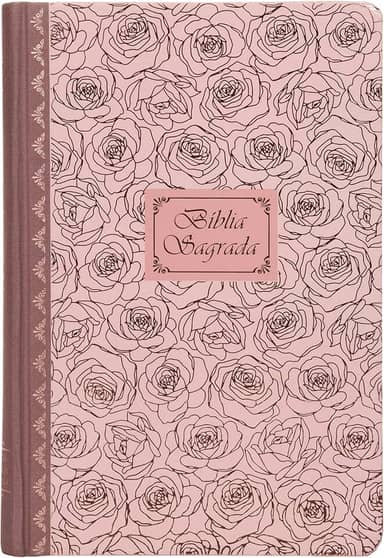 Bíblia Sagrada Católica, Letra Grande, Rosas, Capa dura com lombada em tecido, Leitura Perfeita