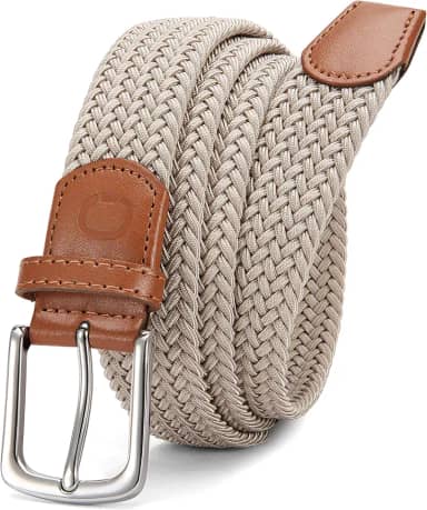 Cinto masculino de couro com catraca CHAOREN, pacote com 2 com fivela de clique 3,5 cm em caixa de presente, acabamento ajustável para ajuste