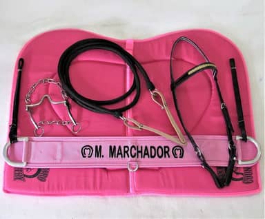 Kit de Montaria Profissional Couros Allas para Cavalo Rosa Luxuoso