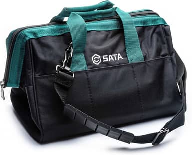 SATA Bolsa de ferramentas portátil de 33 cm com estrutura à prova d'água e vários bolsos internos e externos, armazenamento de ferramentas e organizador – ST95181