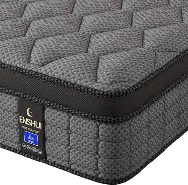 ENSHUI Colchão Queen híbrido de 30 cm em uma caixa, colchões firmes médios com espuma viscoelástica de gel e molas de bolso, alívio de pressão, resfriamento, suporte de borda, teste de 100 noites