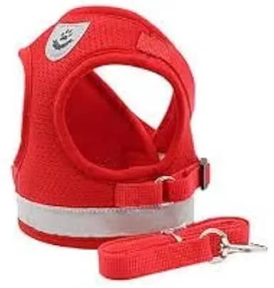 Coleira Pet Peitoral Refletível Com Guia para Cães Regulável Confortável para Cachorro (L (G), Vermelho)