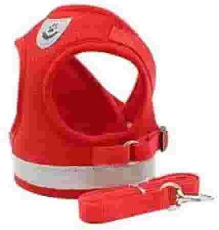 Coleira Pet Peitoral Refletível Com Guia para Cães Regulável Confortável para Cachorro (L (G), Vermelho)