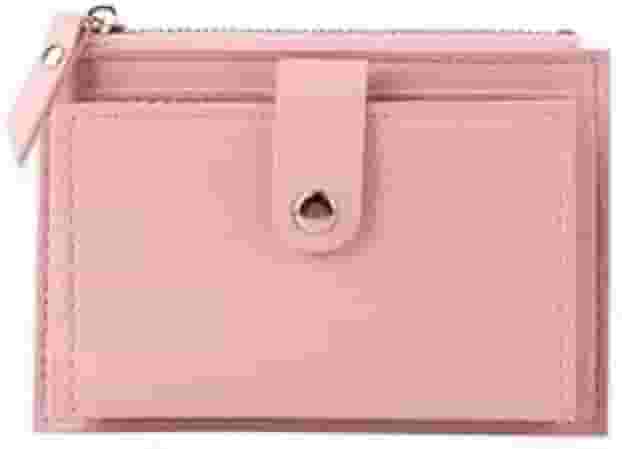 Carteira Feminina De Couro PU Mini Cor Simples Com Múltiplos Espaços