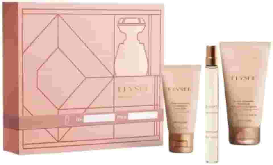 Kit Combo Presente Elysée: Eau de Parfum 10ml, Creme Acetinado Corporal 75g, Creme Acetinado para Mãos 30g