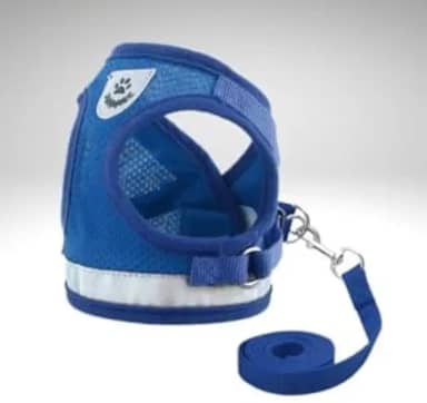 Coleira Pet Peitoral Refletível Com Guia para Cães Regulável Confortável para Cachorro (M, Azul)