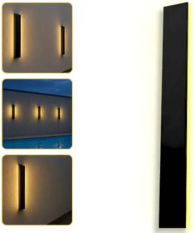Arandela Parede Side Luz Indireta Uso Externo 100cm 20w Ip65 Preto 4000K