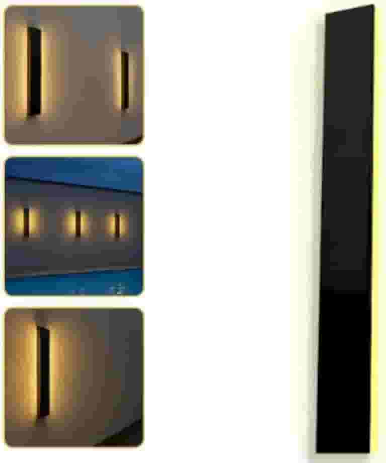 Arandela Parede Side Luz Indireta Uso Externo 100cm 20w Ip65 Preto 4000K