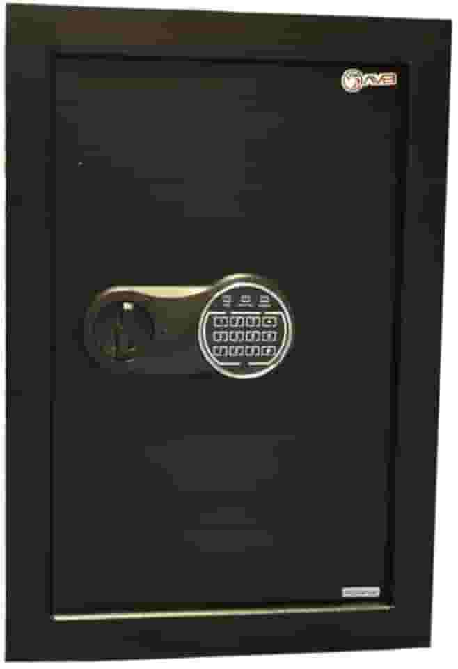 Cofre de Parede Digital AVB, Aço, 57 x 34 x 8 cm, Preto, com Chave de Emergência