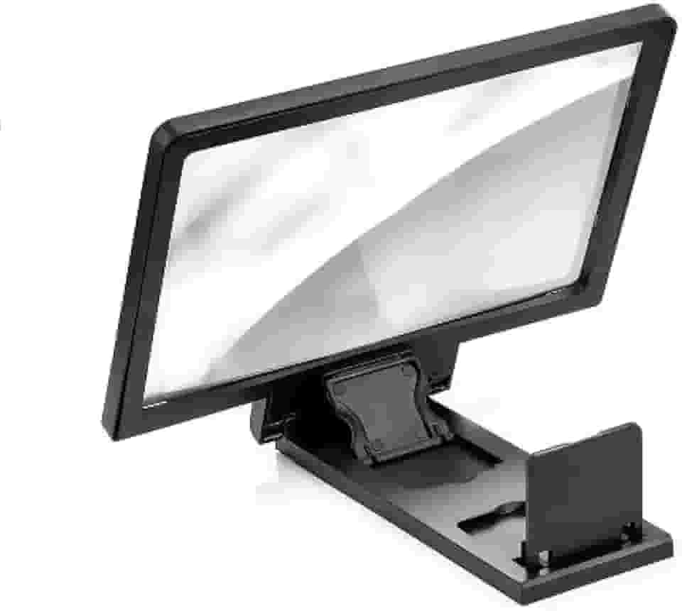 Amplificador de Tela para Celular, Lupa Ampliadora 3D de 12 Polegadas, Suporte Dobrável para Smartphone, Preto
