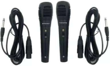 Kit 2 Microfone Dinâmico Profissional Com Cabo 3 Metros P10 para Karaokê Caixa de Som e Instrumentos Marca Tomate modelo MT-1010