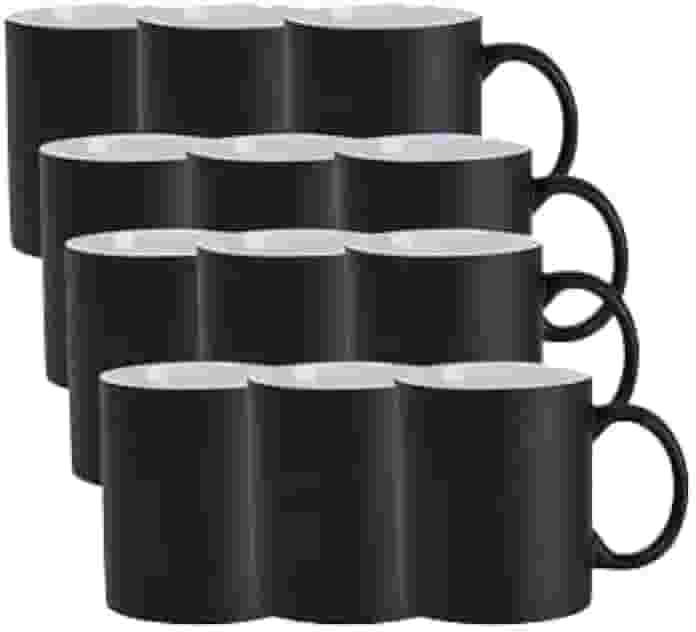Kit 12 Caneca Para Sublimação Mágica Preto Fosca 325ml Metalnox